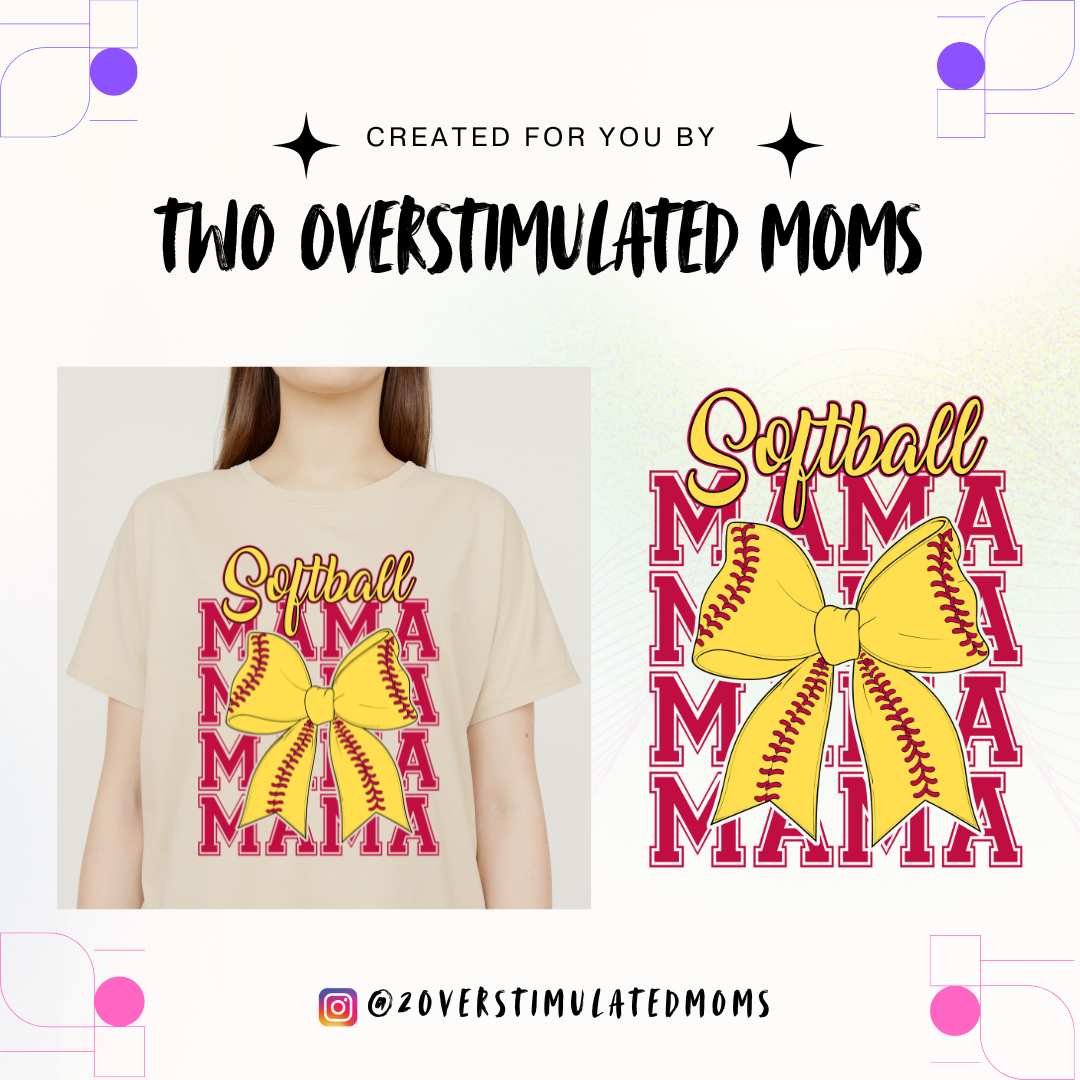 Softball Mama w/ bow shirt - crewneck